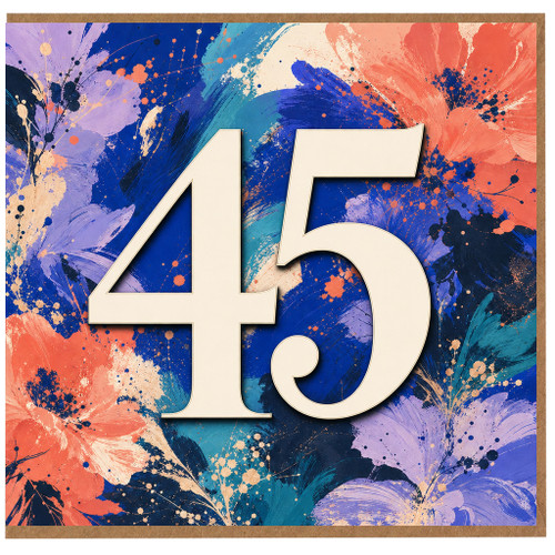 45th Birthday Card, Abstract Floral Design