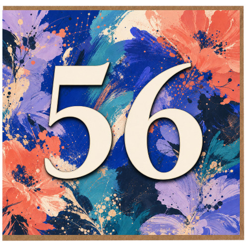 56th Birthday Card, Abstract Floral Design