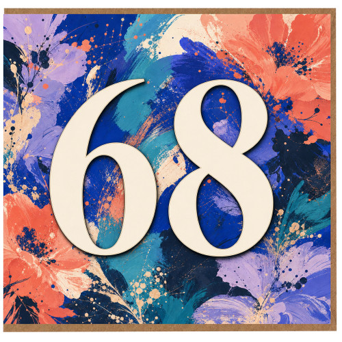 68th Birthday Card, Colourful Floral Abstract Design