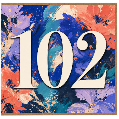 102nd Birthday Card, Colourful Floral Number Design