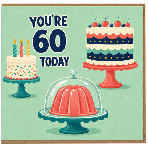 60th Birthday Card, You’re 60 Today Cake and Dessert Design