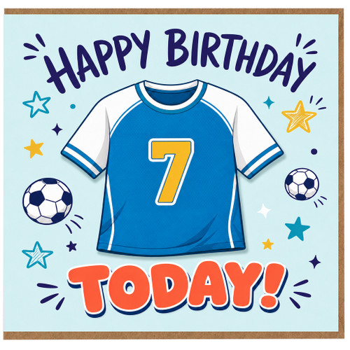 na 7th Birthday Card, Soccer Shirt Design