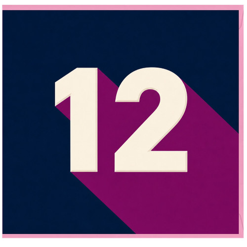 12th Birthday Card, Bold Number 12 Design