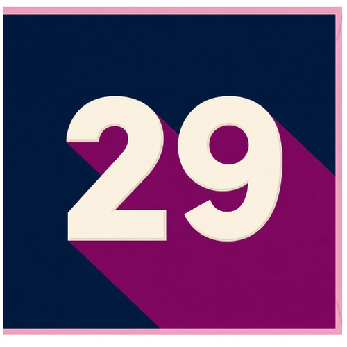 29th Birthday Card, Large Number 29 Card
