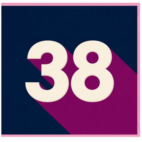 38th Birthday Card, Bold Number 38 Design