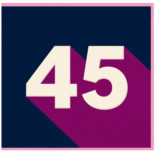 45th Birthday Card, Bold Modern Number 45 Card
