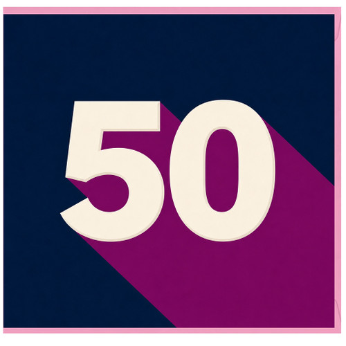 50th Birthday Card, Bold Number 50 Design
