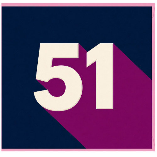 51st Birthday Card, Large Number 51 Design