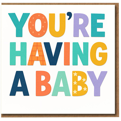 You're Having a Baby Card - Pregnancy Congratulations Card - Colourful Lettering - For Parents-to-Be, Mum and Dad to Be - New Baby Greeting with Envelope