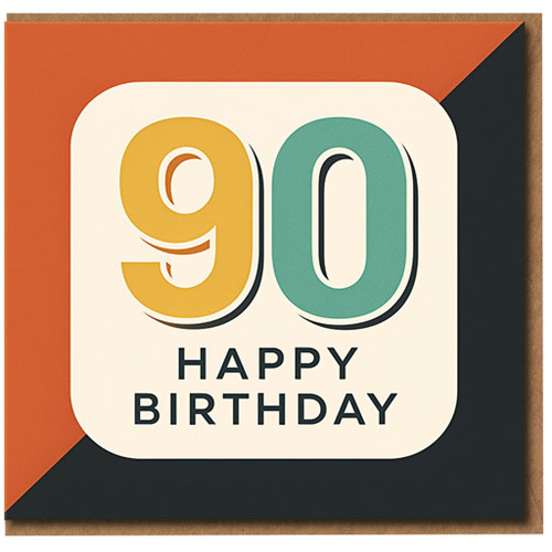 90th Birthday Card - Bold Retro Number Design - Milestone Happy Birthday Card for Him or Her