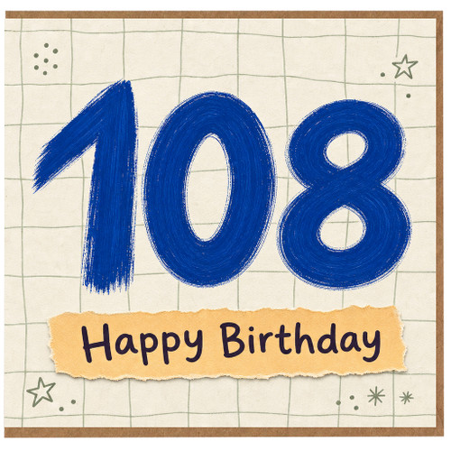 108th Birthday Card, Happy Birthday Age 108 Card