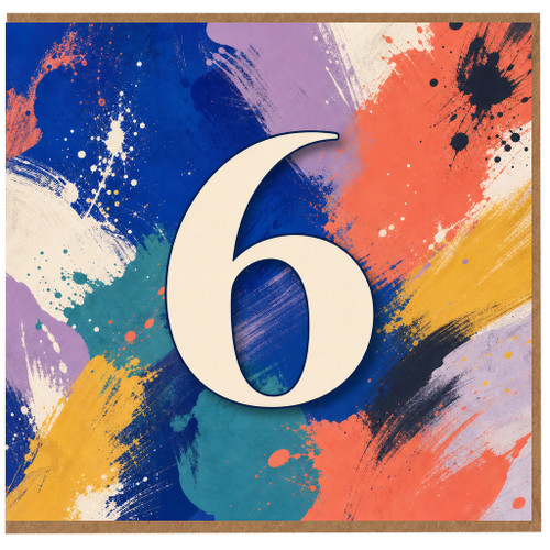 6th Birthday Card, Colourful Abstract Number 6 Birthday Card