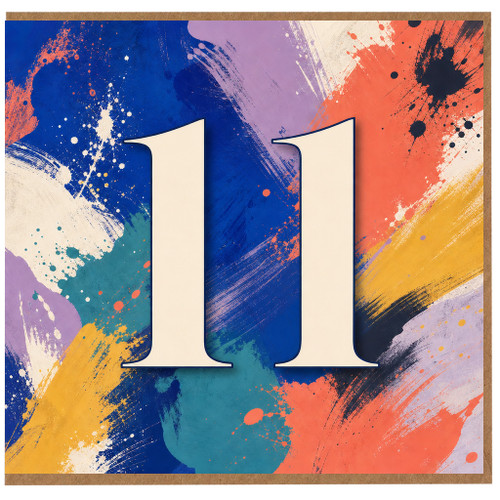 11th Birthday Card, Bright Abstract Number 11 Birthday Card