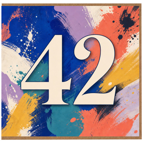 42nd Birthday Card, Bold Abstract Number 42 Card