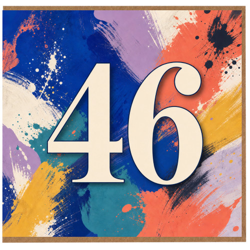46th Birthday Card, Bold Colourful Number 46 Abstract Design