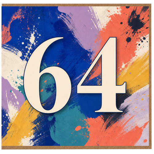 64th Birthday Card, Colourful Abstract 64 Card