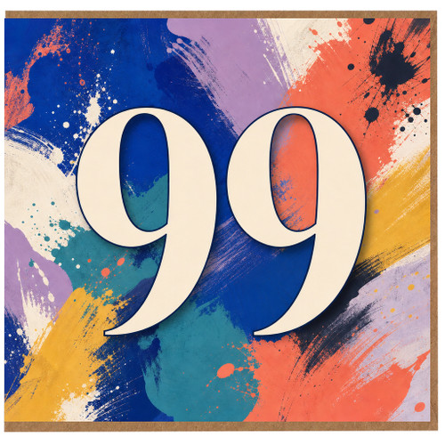 99th Birthday Card, Bold Abstract Paint Splash Design