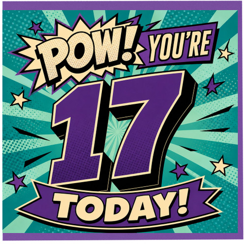 17th Birthday Card, You're 17 Today Comic Style Card