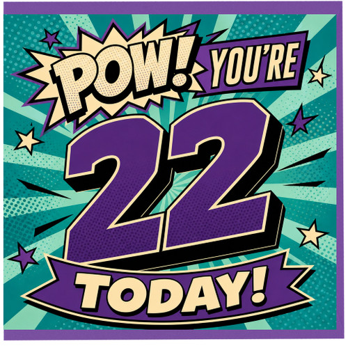 22nd Birthday Card, Pow! You’re 22 Today Comic Style Card