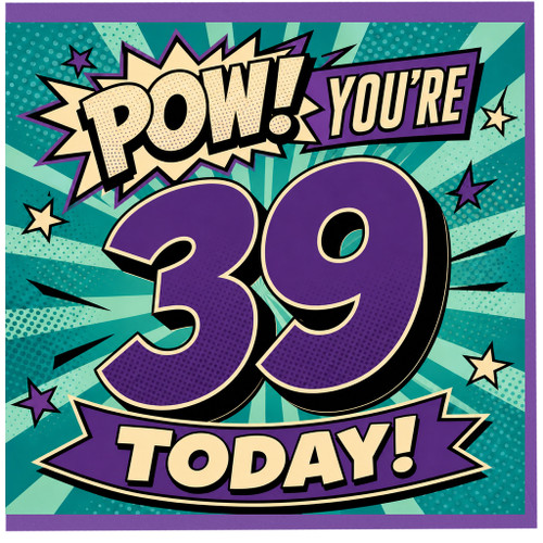 39th Birthday Card, Pow! You're 39 Today Comic Style Birthday Card