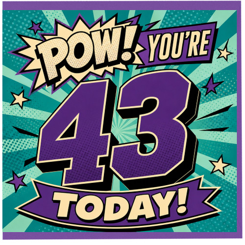 43rd Birthday Card, Comic Book Style Pow You're 43 Today Card