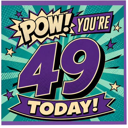 49th Birthday Card, Pow! You're 49 Today Comic Style Card