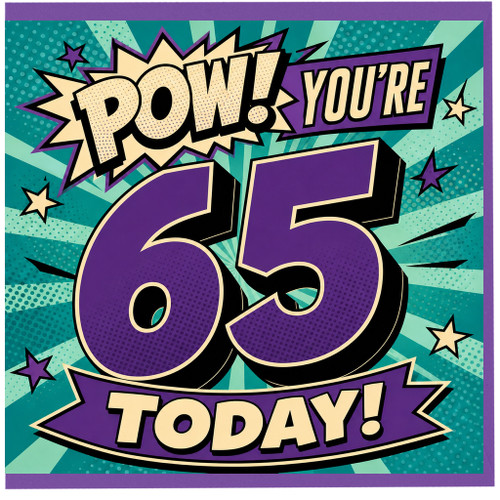 65th Birthday Card, Comic Style Pow You're 65 Today Card