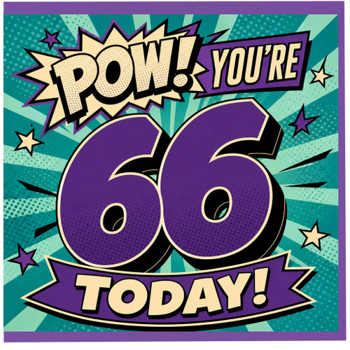 66th Birthday Card, Pow! You’re 66 Today Comic Style Card