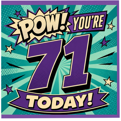 71st Birthday Card, Comic Style You're 71 Today Card