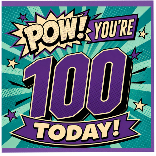 100th Birthday Card, You’re 100 Today Comic Book Style Card