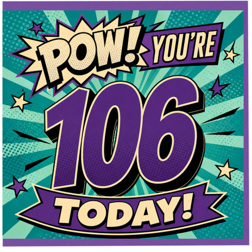 106th Birthday Card, Pow You're 70 Today Comic Style Card