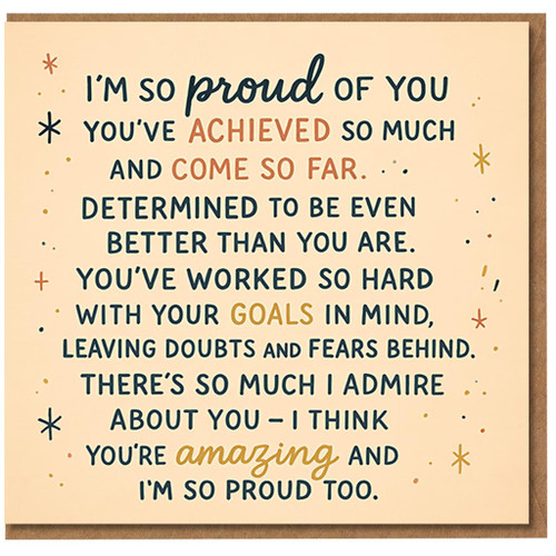 Proud of You Congratulations Card - You’ve Achieved So Much and Come So Far - Heartfelt Achievement & Encouragement Card
