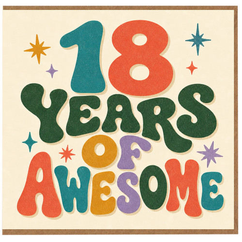 18th Birthday Card, 18 Years of Awesome Retro Style Card