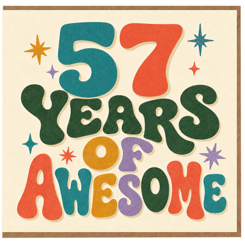 57th Birthday Card, 57 Years of Awesome Retro Typography Card