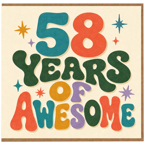 58th Birthday Card, 58 Years of Awesome Retro Birthday Card