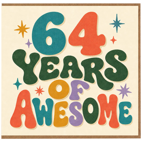 64th Birthday Card, 64 Years of Awesome Retro Birthday Card