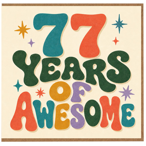 77th Birthday Card, 77 Years of Awesome Retro Typography Card