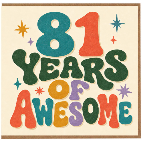 81st Birthday Card, 81 Years of Awesome Retro Typography Card