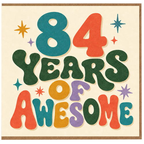 84th Birthday Card, 84 Years of Awesome Retro Typography Card