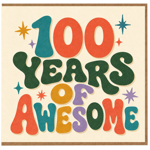100th Birthday Card, 100 Years of Awesome Retro Typography Card