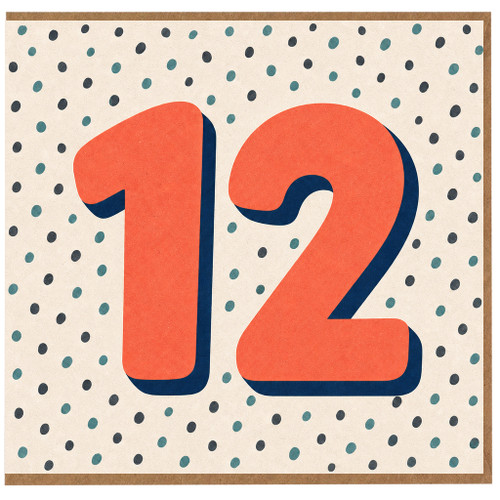 12th Birthday Card, Number 12 Birthday Card