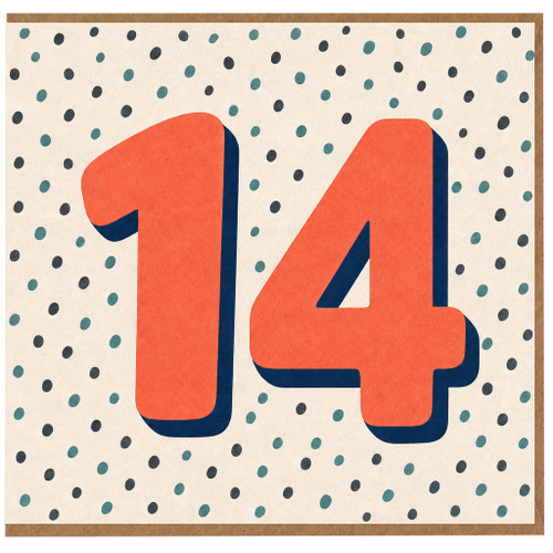 14th Birthday Card, Bold Number 14 Design