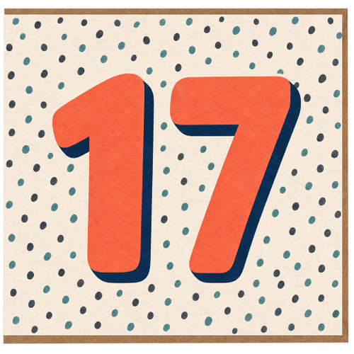 17th Birthday Card, Number 17 Card