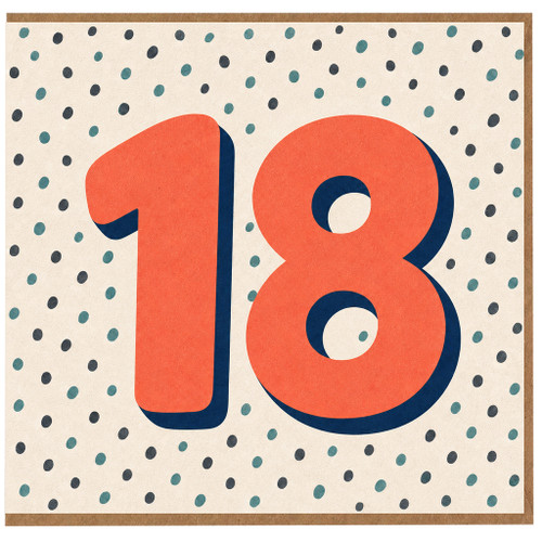 18th Birthday Card, Bold Number 18 Polka Dot Design