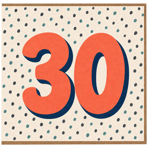 30th Birthday Card, Retro Number 30 Birthday Card