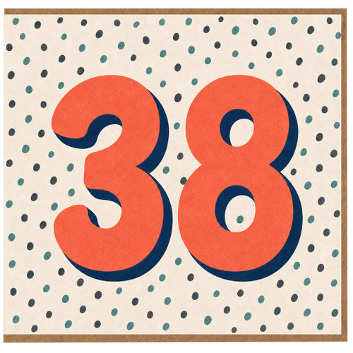 38th Birthday Card, Large Retro Number 38 Birthday Card