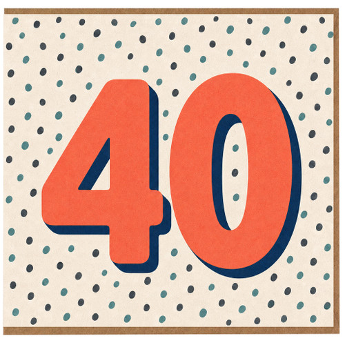 40th Birthday Card, Bold Number 40 Polka Dot Design