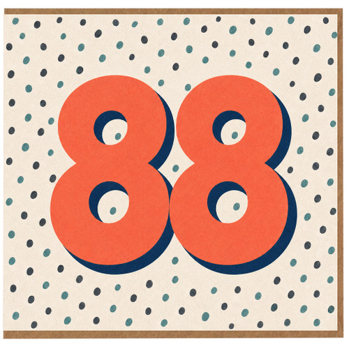 88th Birthday Card, Retro Polka Dot Number 88 Birthday Card