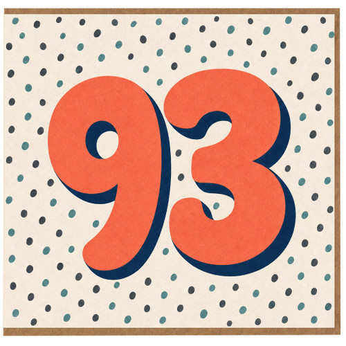 93rd Birthday Card, Bold Number 93 Polka Dot Design