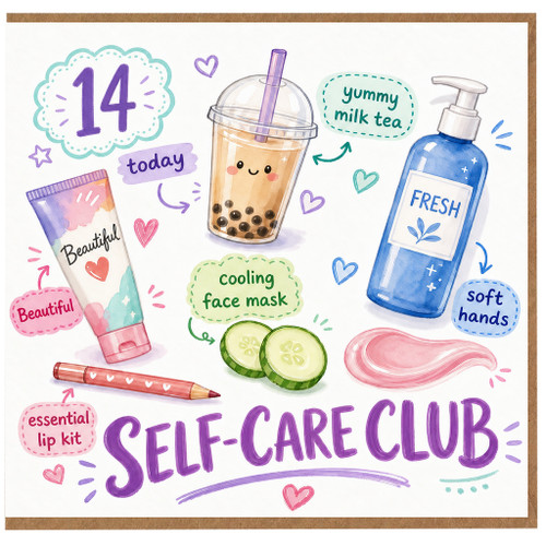 14th Birthday Card, Self - Care Club